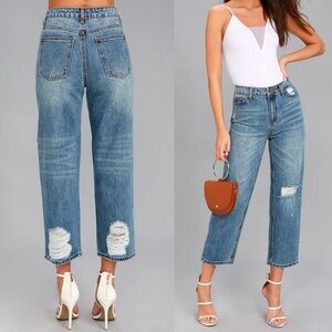 EVIDNT Malibu Medium Wash Distressed Girlfriend Jeans